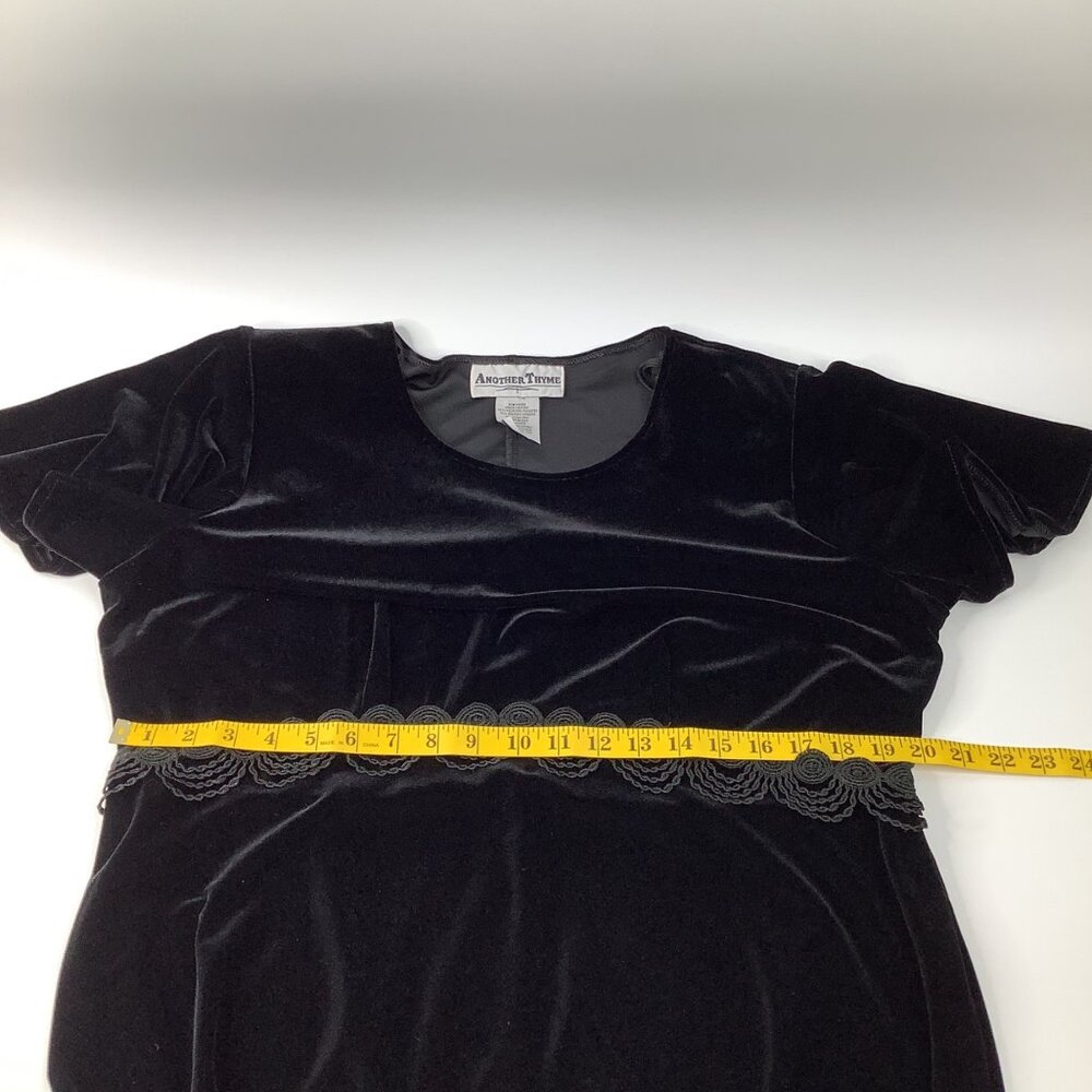 Another Thyme Black Velvet Short Sleeve Dress 16W Scalloped Waist Detail Soft - Picture 6 of 6